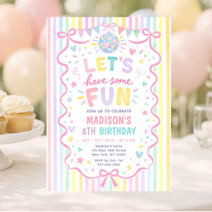 Convites Aniversário de Menina com Listras Pastel Imprevisí