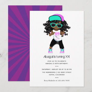 Convites Aniversário de menina com tema de Hip Hop