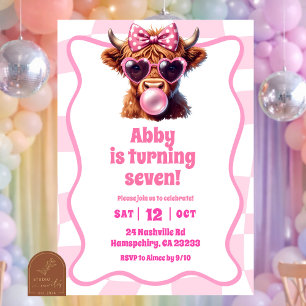 Convites Aniversário de menina cowgirl retrô rosa