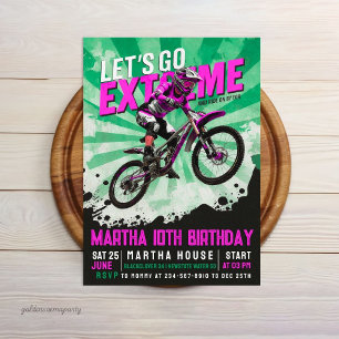 Convites Aniversário de Menina de Bicicleta BMX Extremo - M