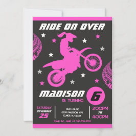 Convites Aniversário de Menina de Moto Motocross