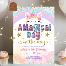 Aniversário de menina de Unicórnio Mágico Arco-íri