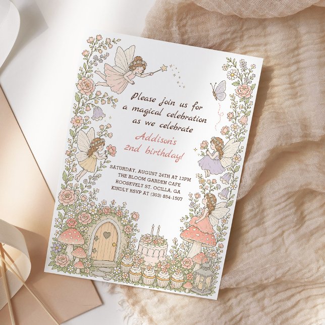 Convites Aniversário de Menina do Jardim Encantado de Fadas (Criador carregado)