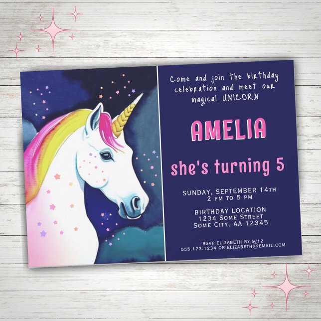 Convites Aniversário de Menina Estrelas Mágicas Unicórnio F (Criador carregado)
