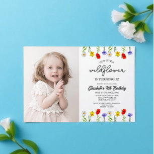 Convites Aniversário de Menina Little Wildflower Kids