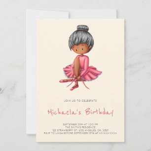 Convites Aniversário de Menina Negra com Tutu Rosa de Baila