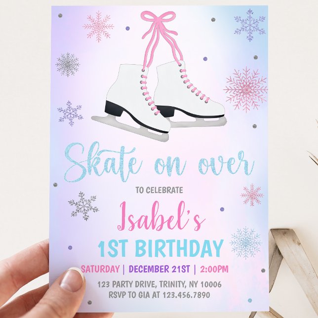 Convites Aniversário de Menina Patinando no Gelo (Criador carregado)