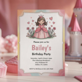 Convites Aniversário de Menina Princesa de Conto de Fadas F