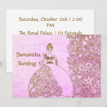 Aniversário de Menina Princesa Rosa Dourado Capric