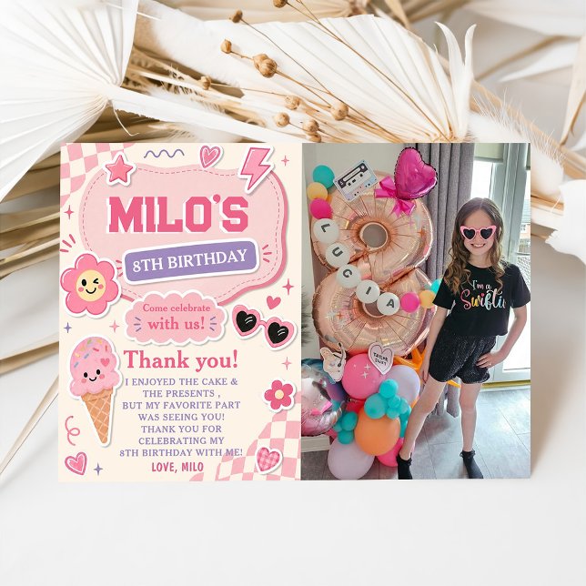 Convites Aniversário de Menina Rosa Retrô (Criador carregado)