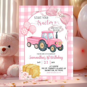 Convites Aniversário de Menina Tema Fazenda Rosa Comece Seu