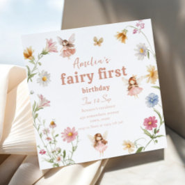 Convites Aniversário de Meninas Fada Primeiro Aquarela