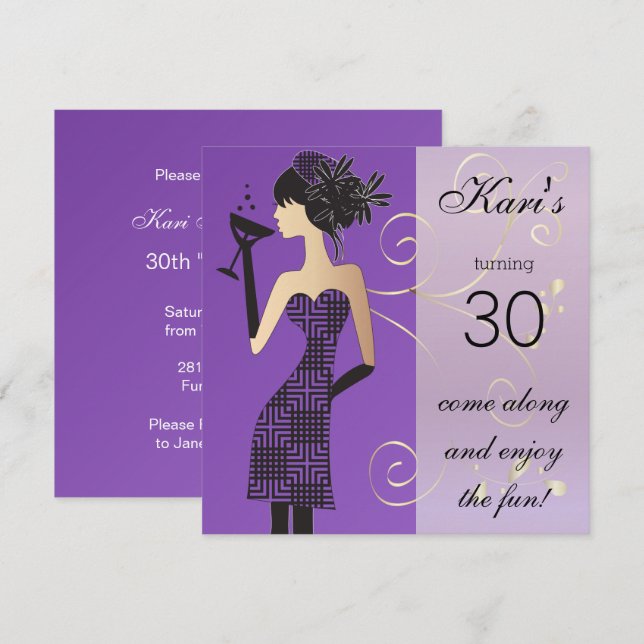 Convites Aniversário de Meninas ou Festa de Despedida de So (Frente/Verso)