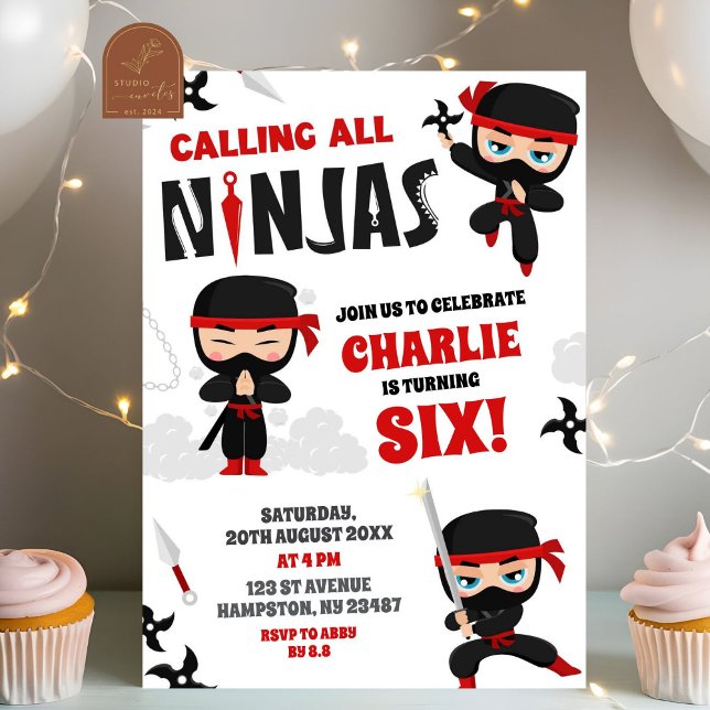Convites Aniversário de Menino - Chamando Todos os Ninjas (Criador carregado)