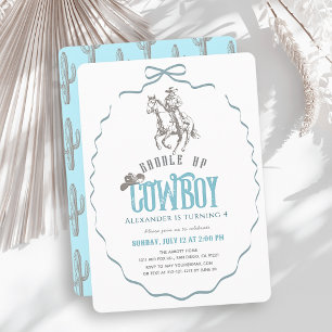 Convites Aniversário de Menino com Laço Azul Western Cowboy