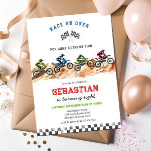 Convites Aniversário de Menino de Corrida de Moto Motocross