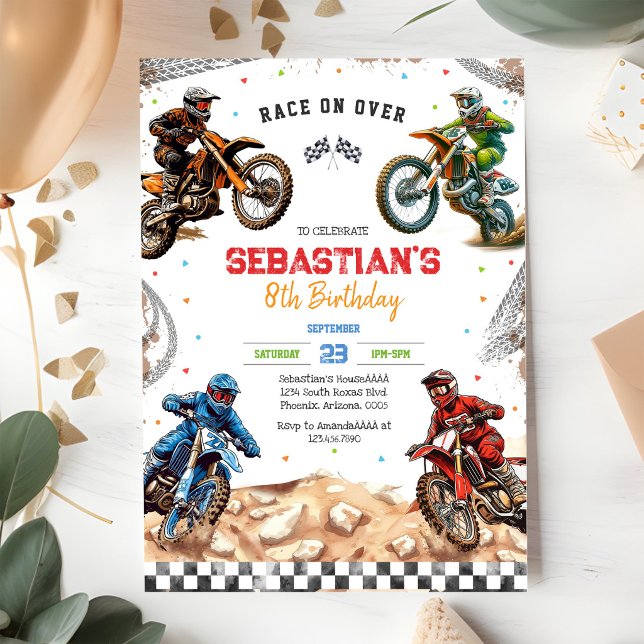 Convites Aniversário de Menino de Corrida de Motocicleta Mo (Criador carregado)
