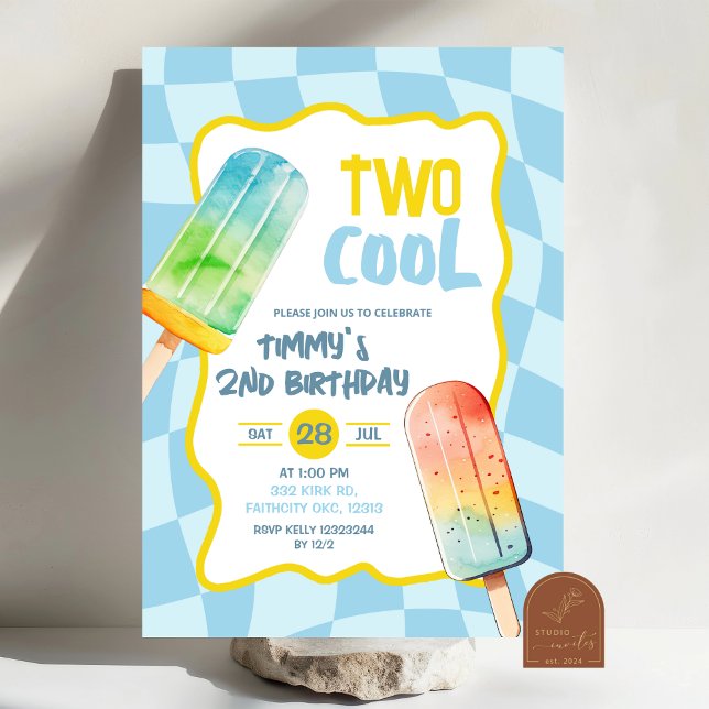 Convites Aniversário de Menino de Verão com Picolé Azul Doi (Criador carregado)