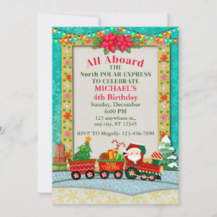 Convites Aniversário de Menino e Papai Noel de Trem