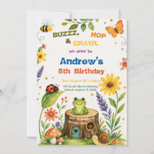 Convites Aniversário de Menino Jardim de Aquarela de Bugs e