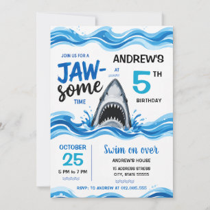Convites Aniversário de Menino Tubarão Personalizado