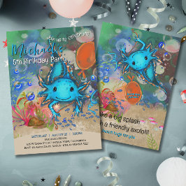 Convites Aniversário de Meninos com Aquarela Azul Caprichos