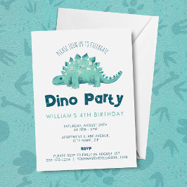 Convites Aniversário de Meninos Dinossauro Stegosaurus