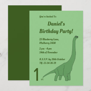 Convites Aniversário de Meninos do Dinossauro Verde de Pesc