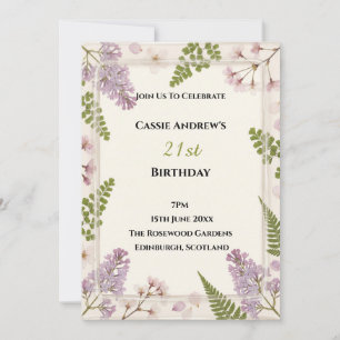 Convites Aniversário de Milestone Floral Lavanda