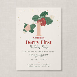 Convites Aniversário de Morango Berry Primeira Joia de Jard