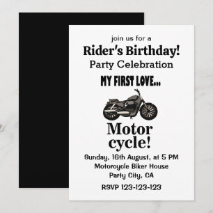 Convites Aniversário de Moto Motocicleta Clássica Motocicle