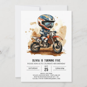 Convites Aniversário de motocicleta com Aquarela Encantada