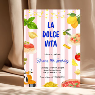 Convites Aniversário de Mulher Adulta Rosa Italiano La Dolc