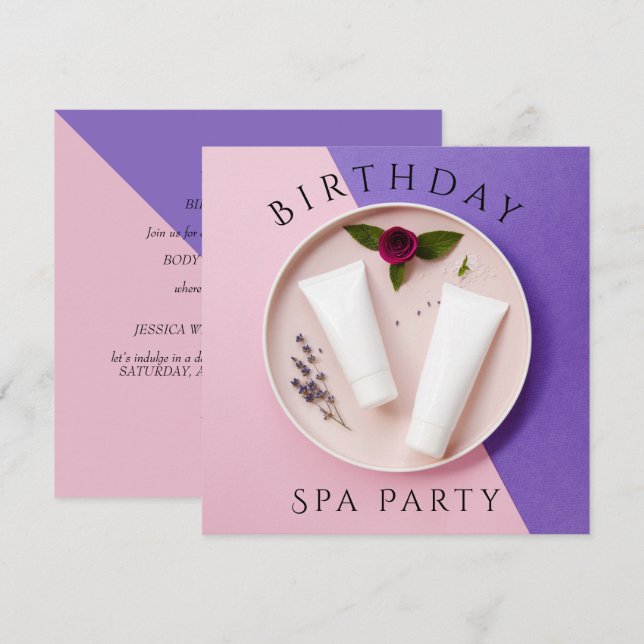 Convites Aniversário de Mulher Dia de Spa (Frente/Verso)