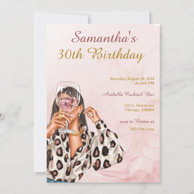 Convites Aniversário de Mulher em Rose Gold (Frente)