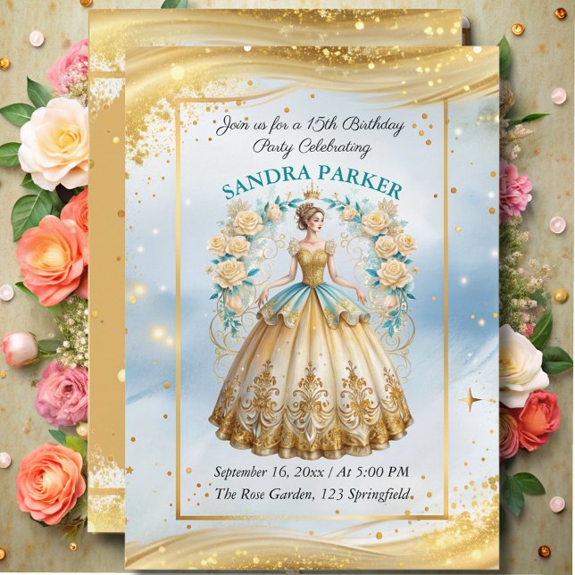 Convites Aniversário de Na moda de ouro moderno (Criador carregado)