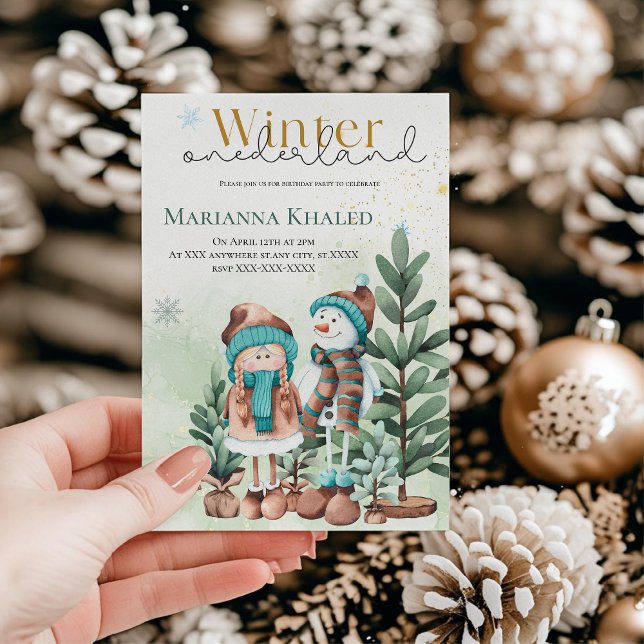 Convites Aniversário de Natal da Garota Neve Verde (Criador carregado)