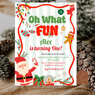 Convites Aniversário de Natal de Inverno Retro Verde e Verm
