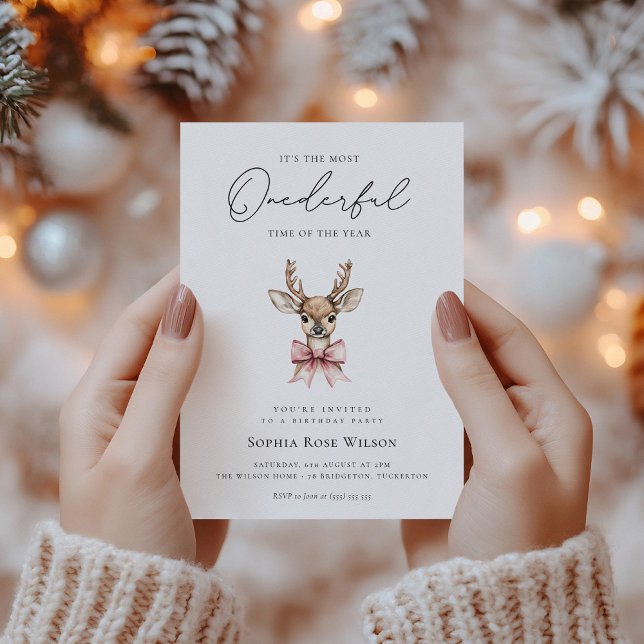 Convites Aniversário de Natal do Arco Rosa de Onederland Wi (Criador carregado)