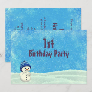 Convites Aniversário de Natal do Cheeky Little Snowman de 1