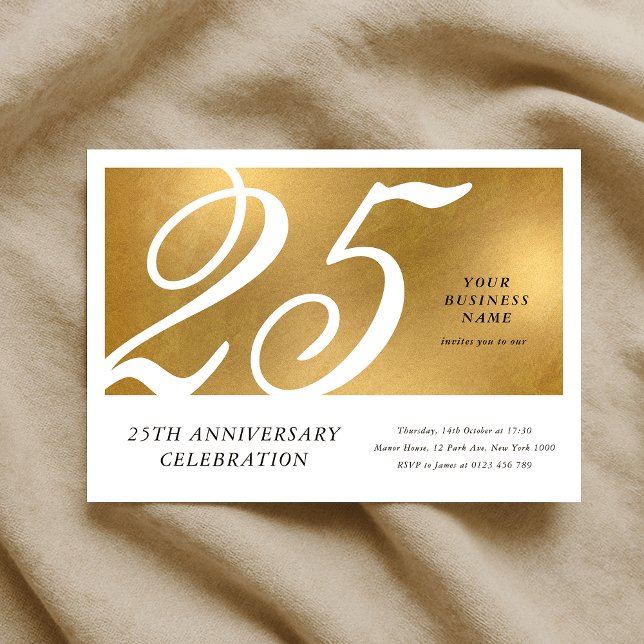 Convites Aniversário de negócios corporativo com efeito Dou (Elegant Gold Effect Corporate Business Anniversary Invitation)