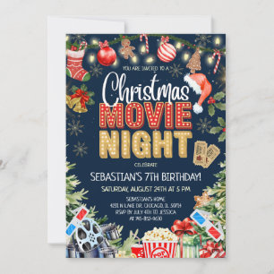 Convites Aniversário de Noite de Filme de Natal