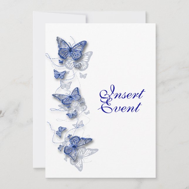 Convites Aniversário de noivado de casamento azul branco (Frente)