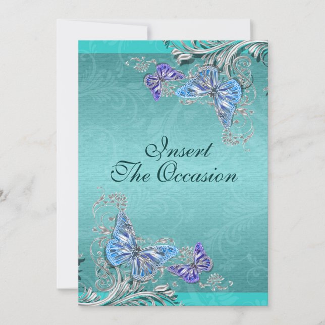 Convites Aniversário de noivado de casamento prata azul (Frente)