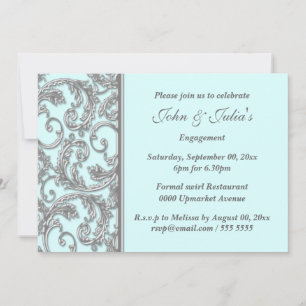 Convites Aniversário de noivado de espiral de prata azul PE