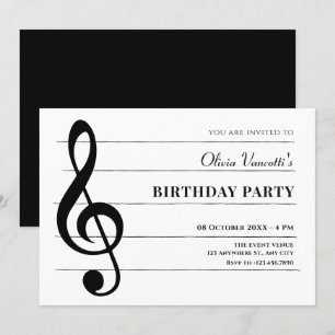 Convites Aniversário de notas de música clássica