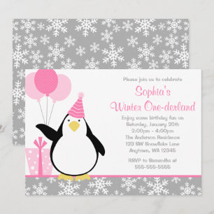 Convites Aniversário de Onederland do inverno dos flocos d