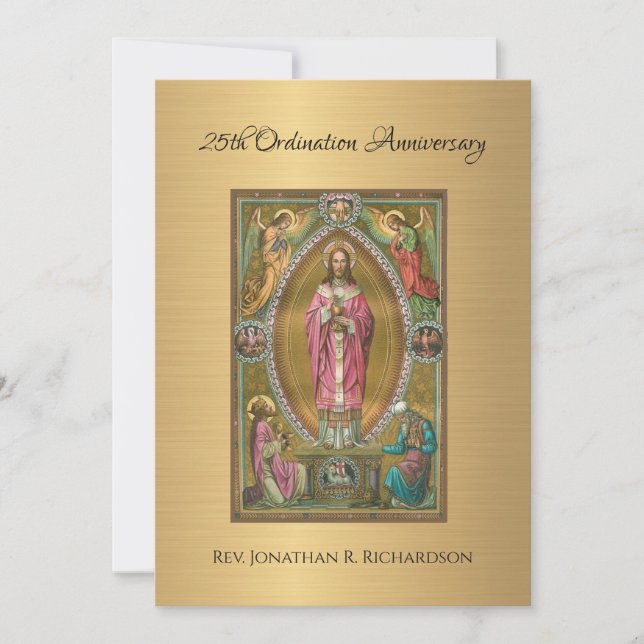 Convites Aniversário de Ordenação de Padre Católico (Frente)