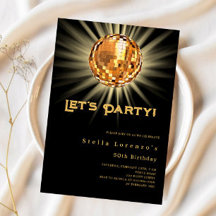 Convites Aniversário de ouro negro do partido Disco