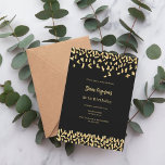 Convites Aniversário de ouro preto<br><div class="desc">Um moderno,  elegante e convite. Um fundo preto decorado com confete de ouro falso. Personalize e adicione um nome e detalhes.</div>